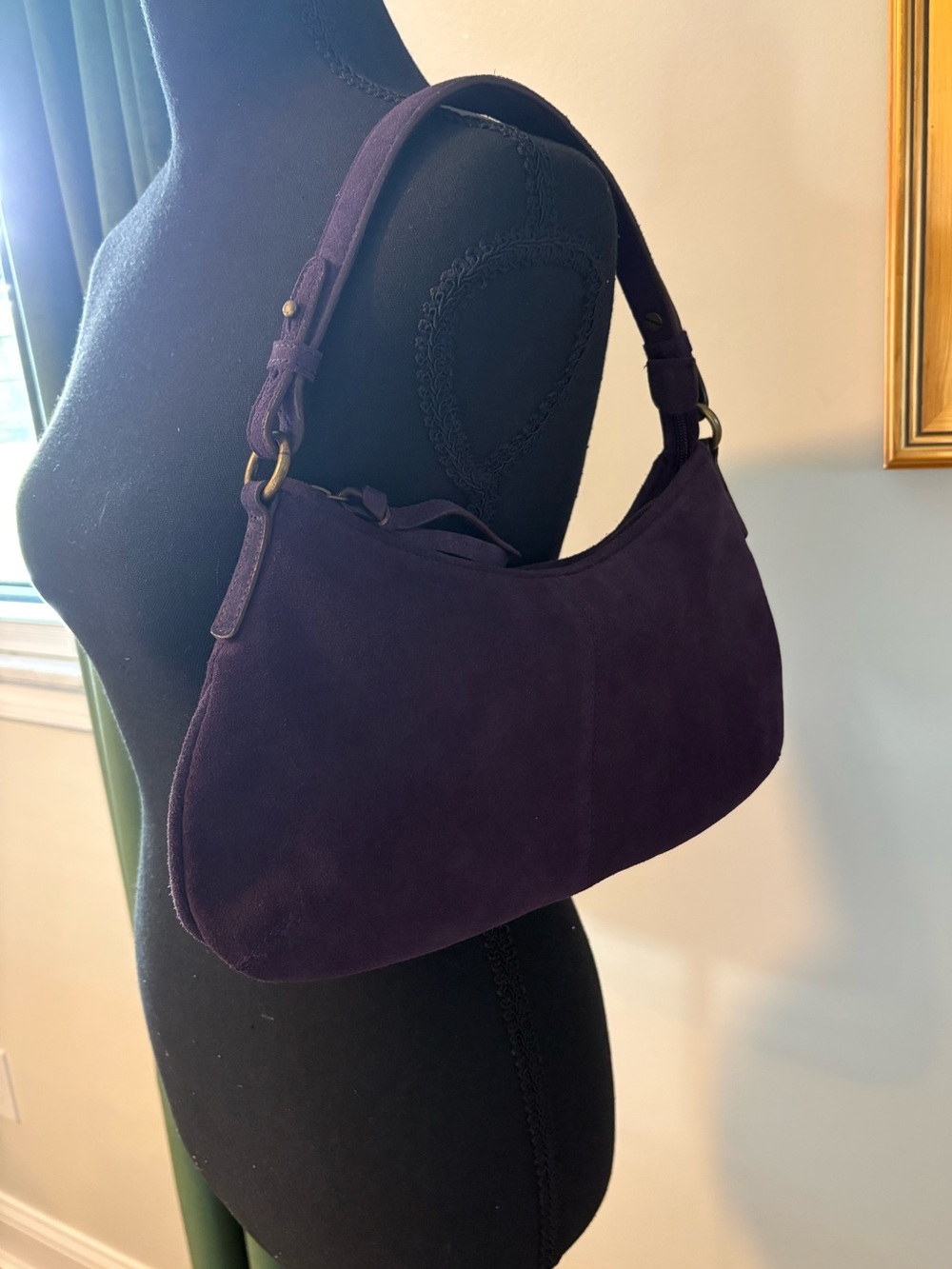 Source Unknown Plum Suede Shoulder Bag
